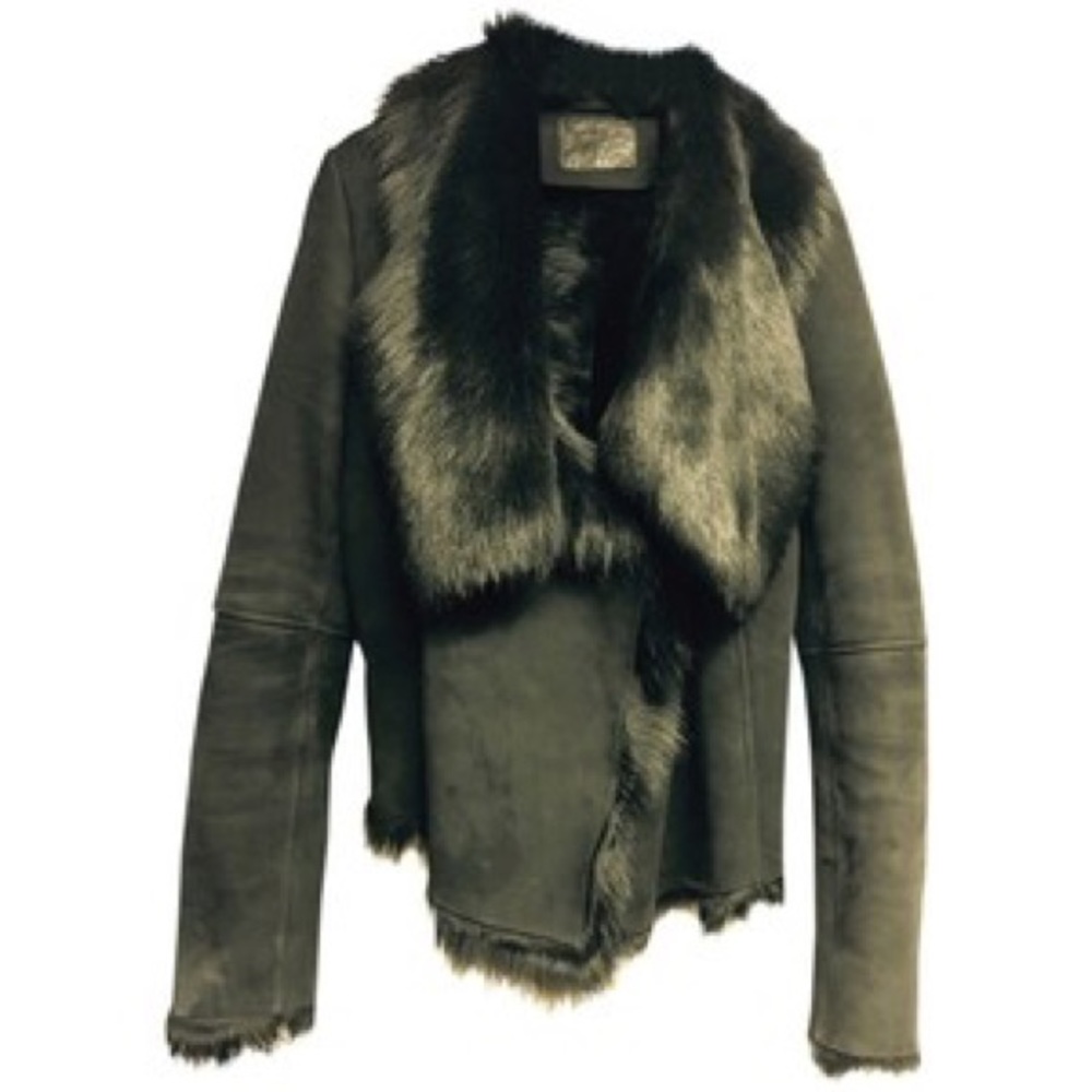 ALL SAINTS sheepskin leather jacket with fur